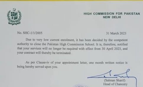 School run by Pakistan’s High Commission in New Delhi closed