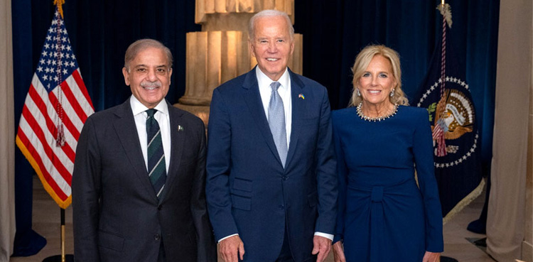 PM Sharif meets Joe Biden at US president’s reception